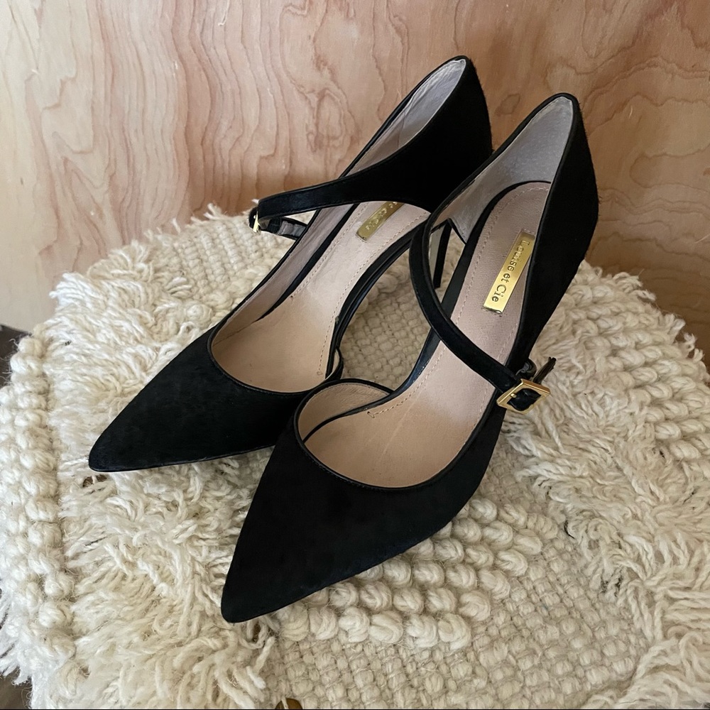 Louise et Cié Inulya Black Calf Hair Pointy Toe Pumps - Picture 3 of 8